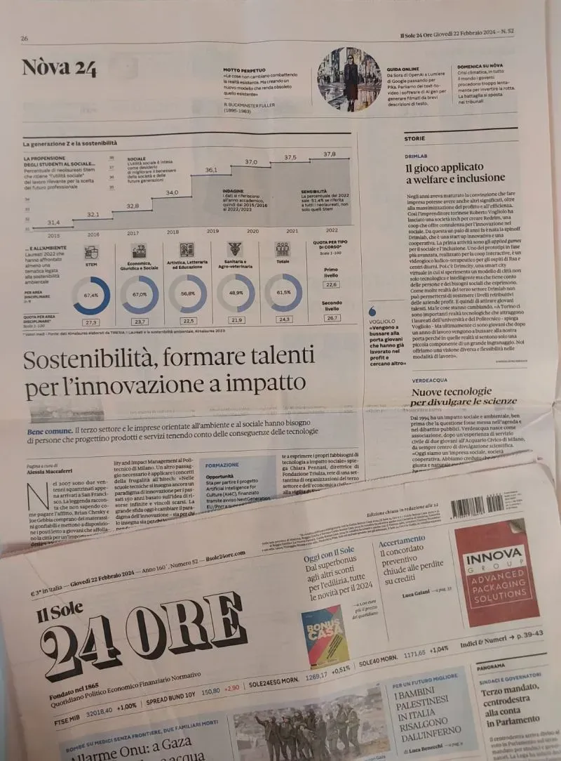 Sostenibilità, formare talenti per l’innovazione a impatto