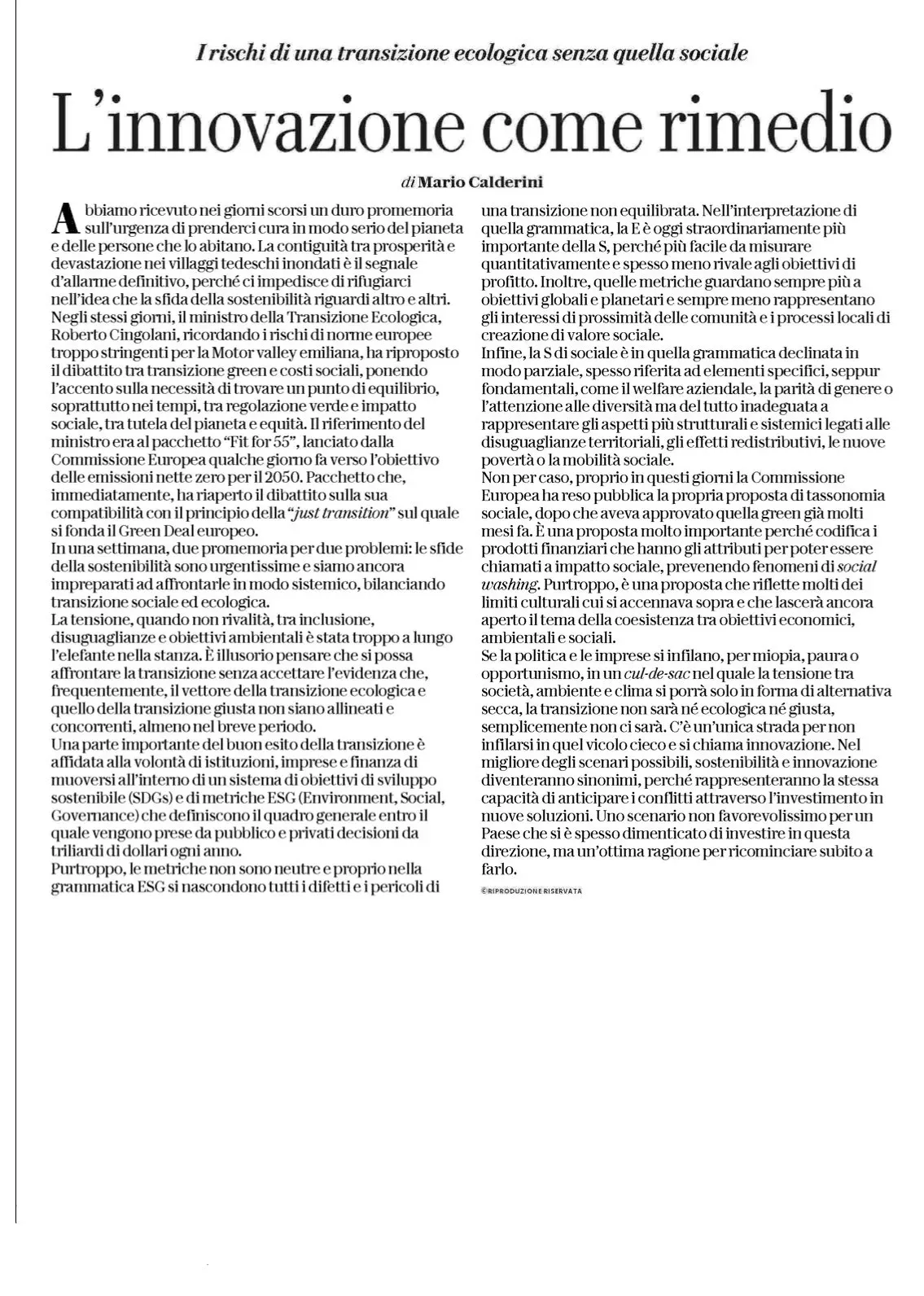 L’innovazione come rimedio