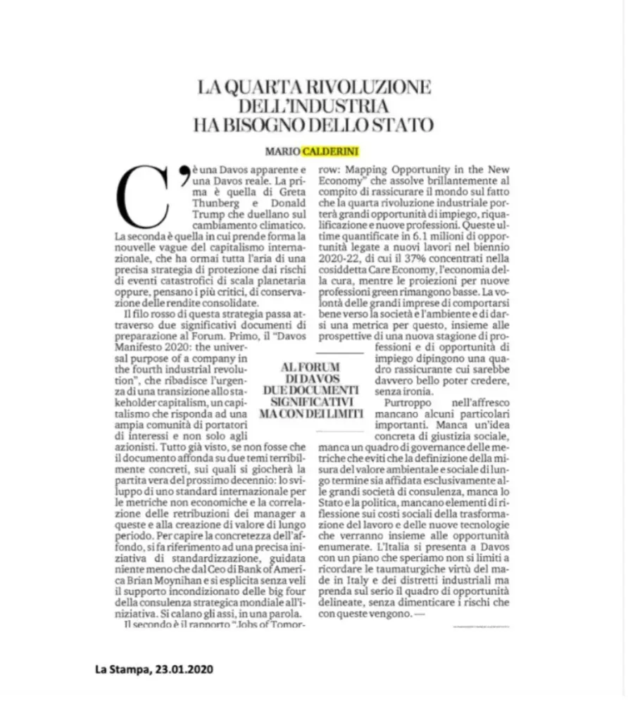 La quarta rivoluzione dell’industria ha bisogno dello Stato
