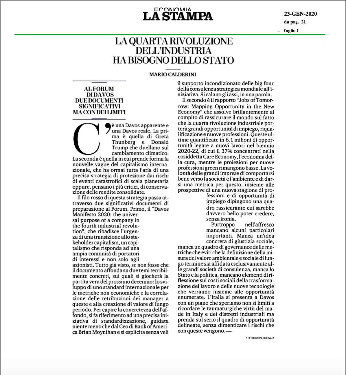 La quarta rivoluzione dell’industria ha bisogno dello Stato